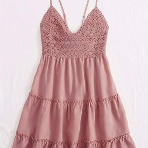 shein pink crochet sundress